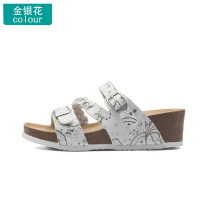 金银花 35 坡跟软木拖鞋厚底高跟外穿沙滩鞋夏季时装编织带女鞋ins潮