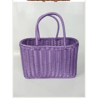 001紫色长方小号28*16*20CM 紫色 手提蓝编织篮竹子野餐手提篮子仿竹编柳编复古手编家用编织手工