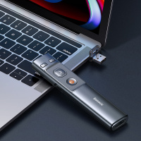 [灰色]PPT翻页笔★通用type-c/USB接口电脑★电池续航3个月 翻页笔教师用得力激光无线多功能USB/typec