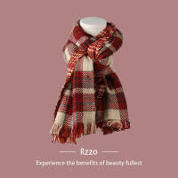 红色双面格 格子围巾女男情侣长款秋冬韩国潮英伦复古双面柔软仿羊绒保暖披肩