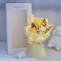 璀璨的金光 干花包 公司活动感恩谢礼透明手提袋元旦礼物干花束仿真玫瑰永生香皂花