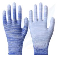 彩色条纹PU涂掌(蓝色) (S--女士小号12双) 12双有胶涂胶夏季薄尼龙PU涂掌涂指透气弹力耐磨防滑胶皮劳保手套