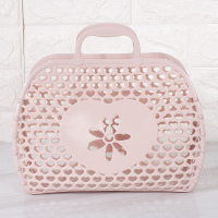 北欧粉 小号 软提篮洗浴小篮子收纳篮浴筐洗澡手提篮塑料洗漱篮置物筐杂物