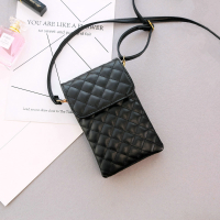 黑色(皮带) A0158 大屏软皮菱格手机包女斜挎迷你装放手机的小包包钥匙零钱包手机袋