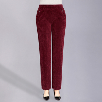 枣红[春秋单裤不加绒] XL 推荐105-129斤 灯芯绒女裤高腰秋冬直筒雪尼尔中老年条绒羊羔绒妈妈裤子加绒加厚