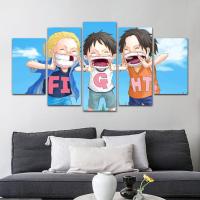 ①ASL三兄弟 小尺寸完成图 100x55cm 只做画芯或定做其他尺寸和工艺 五联一套拼画(高清微喷) 海贼王日式动漫海