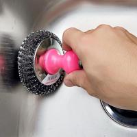 红色短柄锅刷1个 厨房长柄不锈钢锅刷清洁刷洗锅刷钢丝球刷带手柄洗碗刷刷锅神器