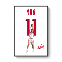 姚明火箭白 30*40 无框(2.7厘米厚) 独立 魔术火箭姚明麦迪TMAC挂画客厅卧室玄关壁画NBA篮球星海报装饰画