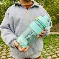单吸管1000ml清新绿送背带送杯刷 水杯男超大容量3000ml大号吸管杯便携塑料女太空杯子1000ml水壶