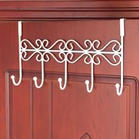五钩白色(单个装) 铁艺门后挂钩免钉无痕门上挂衣架门背式挂衣钩衣勾挂毛巾架衣帽架