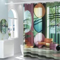 多姿生活[防水布料] 单帘100宽*180高(送加厚挂环) 浴帘套装免打孔浴帘布防水防霉卫生间浴帘隔断帘浴帘杆套装不透