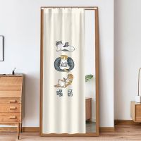 暖居猫咪 棉麻宽30*40cm高[魔术贴] 全身镜遮挡帘梳妆台镜子防尘帘卫生间浴室柜子镜免打孔挡煞盖布