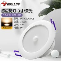 3寸4W黄光/开孔尺寸70-85mm 人体感应筒灯4W6W嵌入式孔灯led客厅天花灯走廊过道光感洞灯