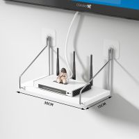 简约款白色小号 路由器收纳盒电视机顶盒置物架墙上墙面放wifi支架子壁挂式免打孔