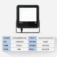 公牛投光灯30W白光 旗舰led投光灯户外照明灯防水超亮射灯探照灯广告灯室外工地