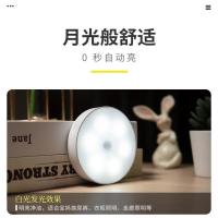 白光 充电型 1W 人体感应灯led小夜灯充电式自动声控过道走廊楼梯壁灯卧室衣柜灯