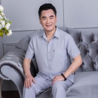 X[单件上衣]吉祥灰色翻领 39[90-110斤] 中老年棉麻套装男夏季短袖衬衫长裤子爷爷半袖唐装男士休闲中国风