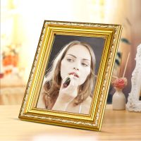 17*22摆台式[203典雅金色] 欧式浴室镜化妆镜宿舍卧室梳妆台镜带框壁挂贴墙厕所卫生间镜子