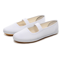 白色松紧款 34 女款白布鞋女生绣花帆布鞋小白鞋体操表演鞋舞蹈鞋护士工作鞋