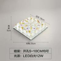 12瓦白光直径18厘米 暗装(要开孔) LED水晶过道灯 客厅餐厅玄关筒灯卧室阳台智能调色明装方形吸顶灯
