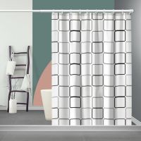 大方格 宽120-高180+杆 磁性浴帘杆套装免打孔防水布卫生间淋浴房隔断浴室干湿分离挡水条