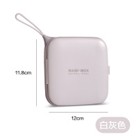 白灰色 方形口罩盒新款防尘口罩收纳盒创意随身便携式防污掀盖塑料暂存夹