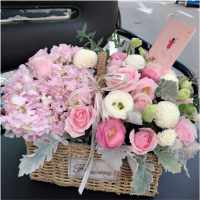 采蝶轩粉玫瑰绣球混搭开业乔迁手提花篮同城北京上海广州深圳杭州生日全国可送