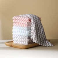 希艺欧素雅条纹双面珊瑚绒清洁巾加厚吸水易清洗25*25cm 10片装 颜色随机