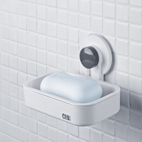 希艺欧家居浴室阳台吸壁免打孔强力吸盘简约风耐摔肥皂盒1个装 颜色随机