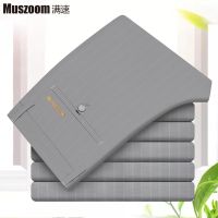 满速春夏季冰丝弹力薄款速干中年男士休闲裤直筒宽松垂感西裤子男