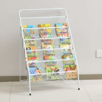 5层带网白色免安装 儿童书架铁艺书柜杂志架资料架六层落地书报架宝宝收纳绘本架