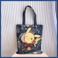 黑底皮卡丘手提袋 其他 简约便携单肩帆布袋ins帆布包学生手提袋拎书袋布袋斜挎手提环保