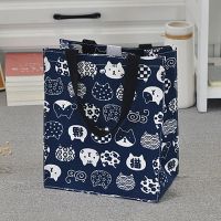 招财猫手提袋 小号(21*25*11cm) 帆布包手拎环保手提袋棉麻防水购物袋便当包饭盒袋学生补习书袋