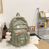 绿色 无挂件 双肩包女包ins韩版卡通少女中学生书包日系学院风高中生休闲背包