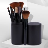 12支筒刷[黑色] 人造纤维 12支化妆刷套装初学者化妆工具眼影刷散粉刷粉底刷眉刷桶刷全套
