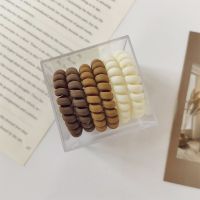 2咖+2棕黄+2米白 简约耐用磨砂电话线发圈高弹力皮筋女扎头发绳头饰不伤发气质头绳