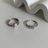 小熊戒指套装 可爱小熊戒指女时尚个性ins潮小众设计感简约冷淡风小指尾戒饰品