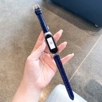 漆皮表带-深蓝[银扣] 小米手环3/4代腕带 适用小米手环3/4/5/6代nfc版腕带ins风雅致亮面漆皮表带女时尚款