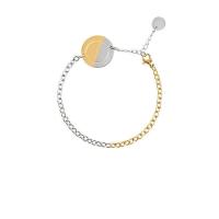 金银拼色 原创拼色字牌硬币情侣手链简约小众男女范丞丞同款钛钢首饰品