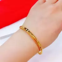 宠爱 推拉手镯 经典时尚越南沙金不掉色女实心520 1314推拉手镯送妈妈女友礼物