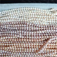 橘粉色 7-8mm(长度约36cm)半成品 天然淡水珍珠项链7-8mm椭圆形半成品珍珠