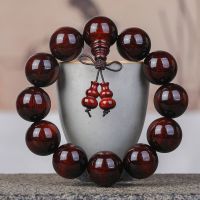 紫檀木高密度 20mm 天然高密度紫檀老料佛珠手串男款20mm手链满金星犀牛角小叶紫檀女