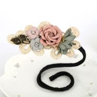 P0062.韩粉色盘发器 丸子头花朵盘发器女懒人神器编发头饰后脑勺百变蓬松花苞头造型器