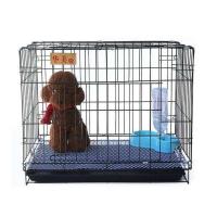 蓝色笼+托盘 50*35*43 加粗宠物狗笼子泰迪贵宾猫兔铁丝折叠车载便携小型大型犬用品