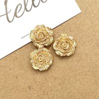 金色 5个 树脂金色闪粉玫瑰花山茶花diy奶油胶手机壳配件耳饰发饰手工材料
