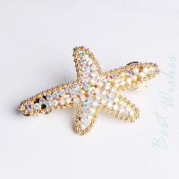 闪钻海星-白色 韩国头饰水钻大号马尾发夹成人百搭优雅弹簧夹水晶高档淑女顶夹子
