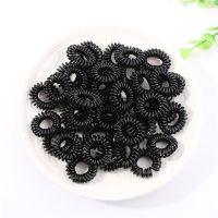 细小款(2.3cm)-黑色#40根 黑色电话线发圈电线圈女加粗头绳弹力扎头发成人发绳橡皮筋头饰品
