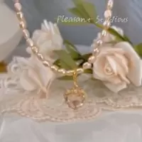 PLEASANT/蜜桃的心天然巴洛克珍珠项链小众设计爱心宝石14K包金 PLEASANT/蜜桃的心天然巴洛克珍珠项链小众