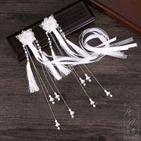 白色 一对送耳环 飘带如意芳菲傅容鞠婧祎同款发饰古风古装汉服配饰发夹边夹流苏