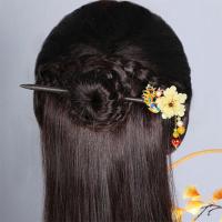 橘黄色发簪JYBZ93 复古花朵琉璃手链古风超仙黄色手串手饰女中国风手绳编织百搭饰品